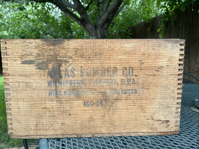 1956 ATLAS POWDER CO. Empty Wood Crate Box High Explosives 50# Giant Gelodyn TNT 3