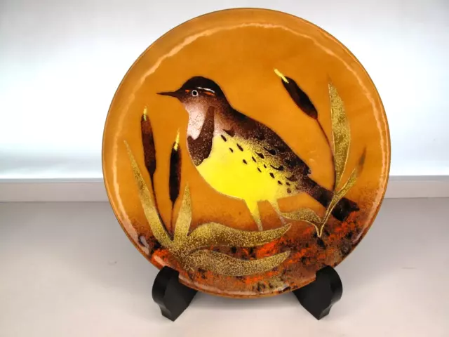 BOVANO OF CHISHIRE CONN Meadowlark Bird Enamel on Copper 7 7/8 Inch VTG