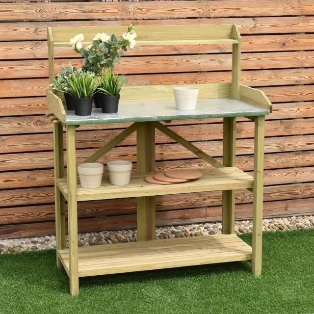 HYGRAD BUILT TO SURVIVE 3 Tier Wooden Potting Planting Outdoor Garden Work Bench