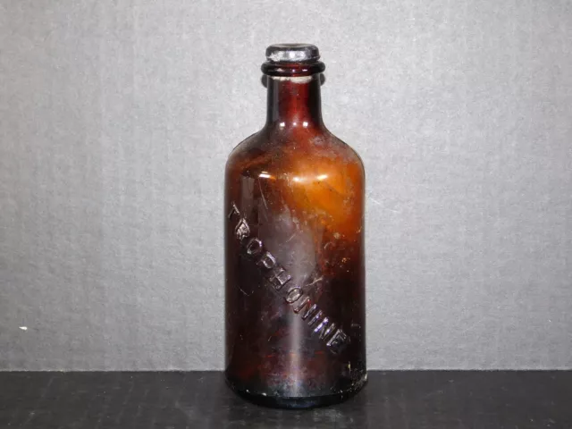 Antique Trophonine Glass Quack Medicine Drug Store Apothecary Bottle Vintage Jug