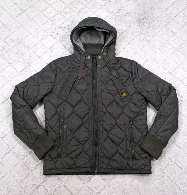 G-STAR RAW JACKET Mens XL Green Olive Vulcan Hooded Coat Quilted Full ...