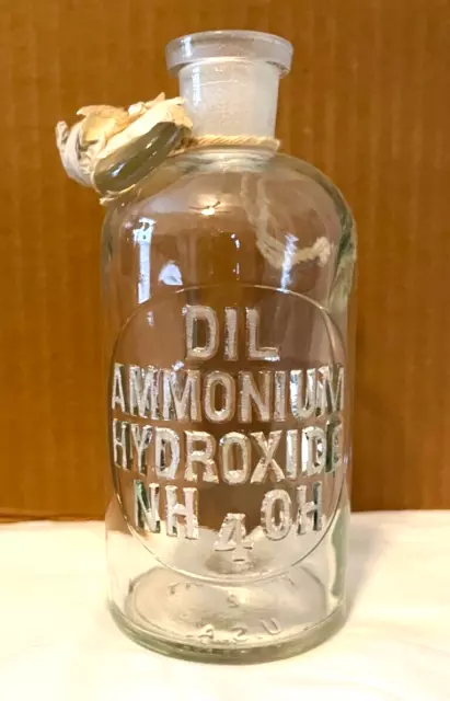 New Unused Antique Reagent Chemical Lab Media Bottle - Dil Ammonium Hydroxide