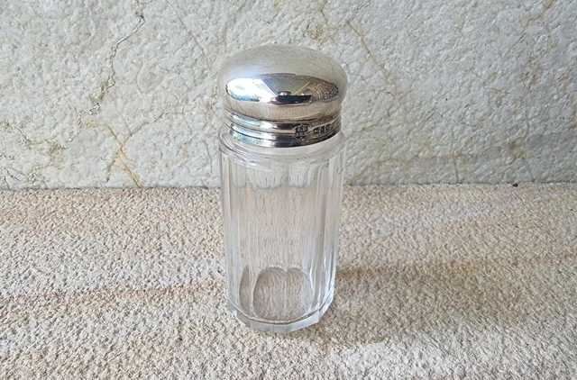 Antique Hallmarked Sterling Silver Screw Topped Toiletry Jar London 1914 E. Drew