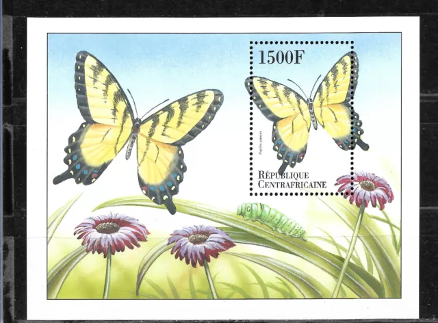 Centroafricana 1999, Hoja Bloque Mariposa Tigre - Fauna - Mariposas. Mnh