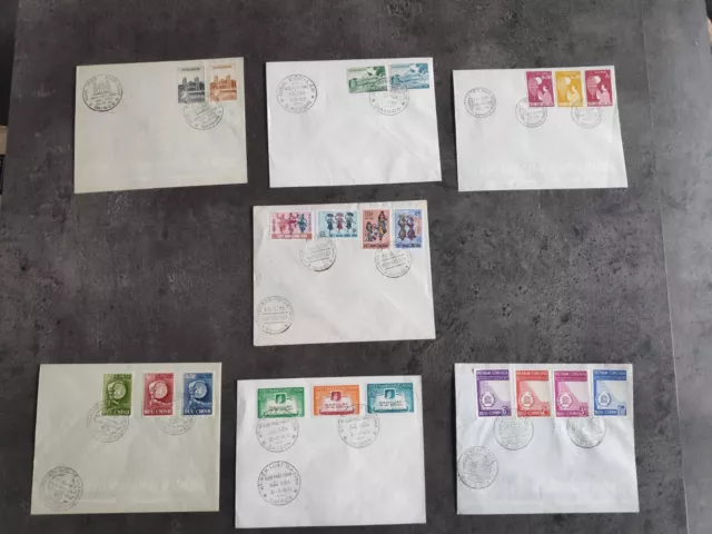 Vietnam Lot 7 Lettres Cachet Premier Jour Annees 50 / 70 Be