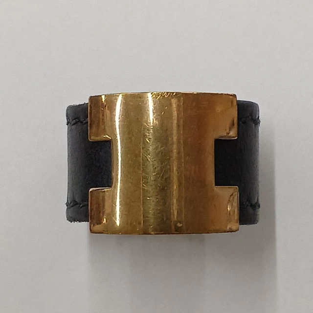 Bracelet Vintage - Bracelet Hermes en Cuir Noir et Marron