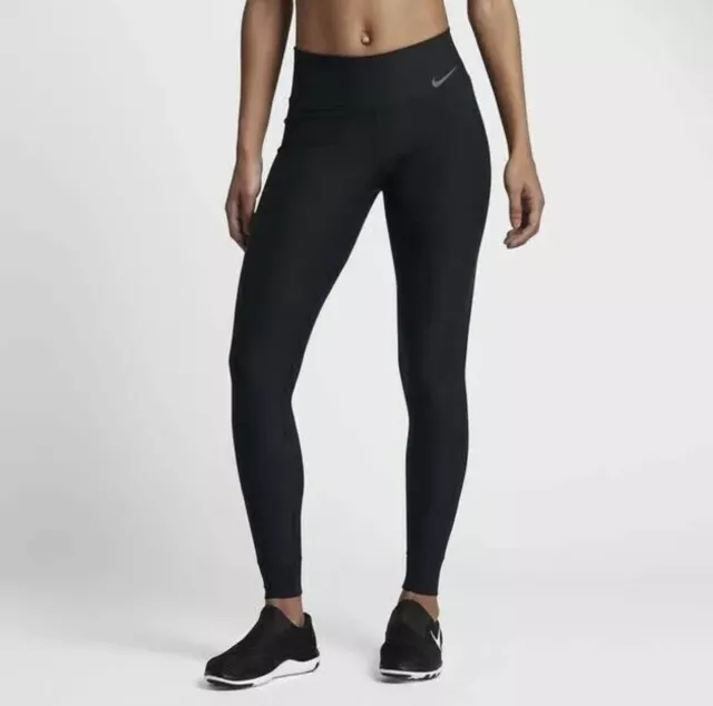 Nike Womens Power Hyper Training Color Block Tights Black Blue Gray Size  Medium