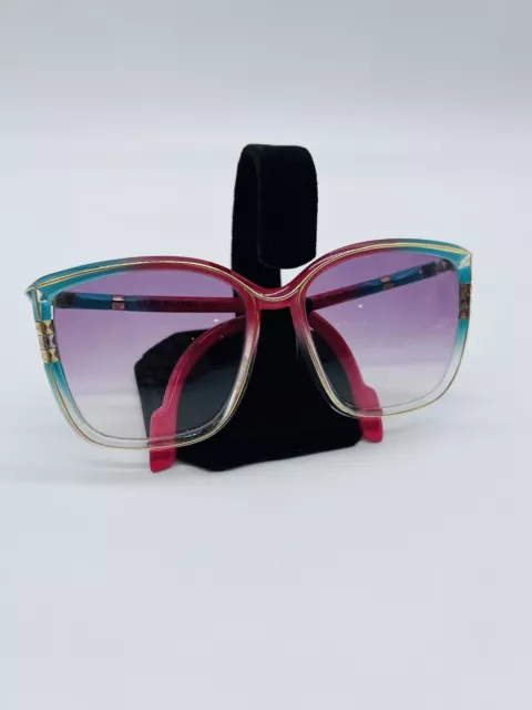 Vintage Leonard Paris Sunglasses Pink And Turquoise With Gold Trim Free Shipping