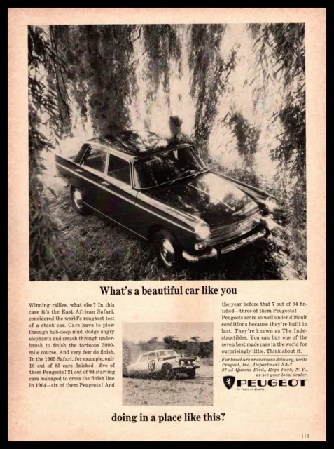 1966 Peugeot Rego Park New York 1965 East African Safari Stock Car Race Print Ad