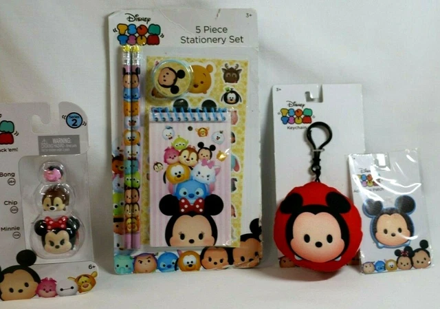 Disney Tsum Tsum Lot Minnie CHIP Bing Bong Stackables, Mickey Mouse Patch, Desk- 4