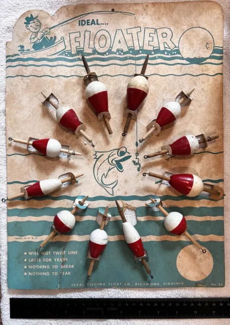 Ideal Float Co. Store Display Card With One Dozen Wood Floats