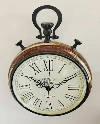 Horloge Mural Bois Fait à la Main Vintage Style Art Unique Antique 38.1cm