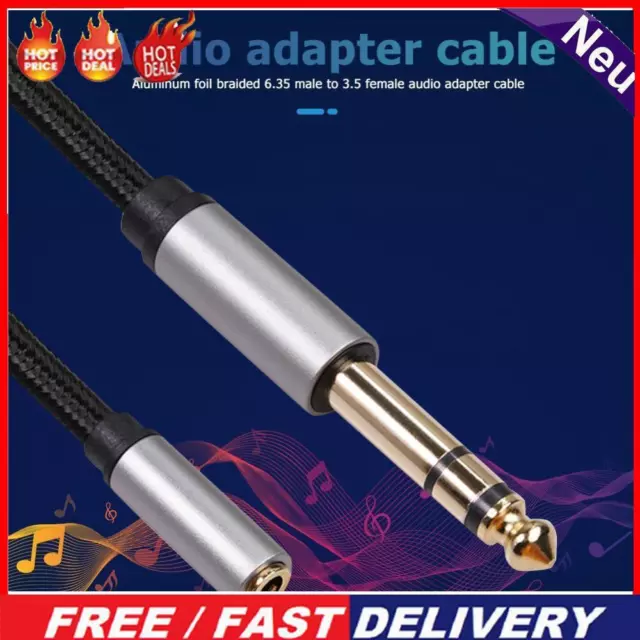 3.5mm Female to 6.35mm Male Cable 1/8 Jack to 1/4 Plug Adapter (1.5m)