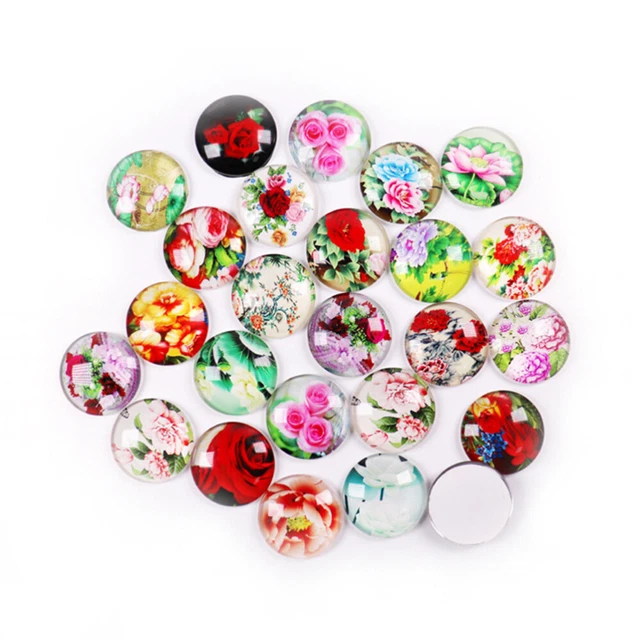 2x Flatback Cabochons Dome Cabochons Glas Snap Charme Schmuck 4