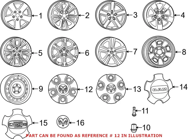 Genuine OEM Mopar Wheel Cap For Ram 1500 Classic 1XP54S4AAA