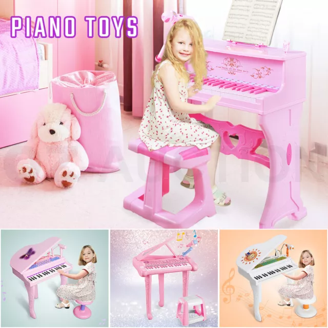 Kids Electronic Organ 37-Key Toy Keyboard Piano Musical Instrument White/Pink