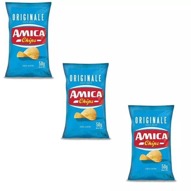 3x Amica Chips Classica Originale Patatine Kartoffelchips Gesalzen 50g Kartoffel