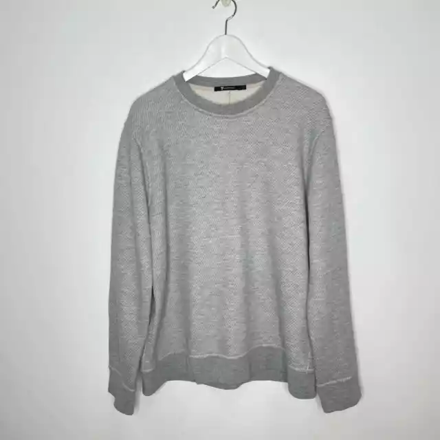 T. ALEXANDER WANG Men’s Gray Textured Cotton Blend Crewneck Sweatshirt sz L