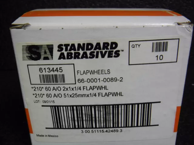 Standard Abrasives A/O Flap Wheel 613445 2" X 1" X 1/4" 60 Grit,10Pk,(Mg)