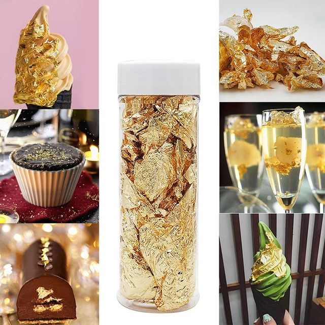 EDIBLE GRADE GOLD Leaf Schabin Flakes 24K Gold Decorative Dishes Art ...