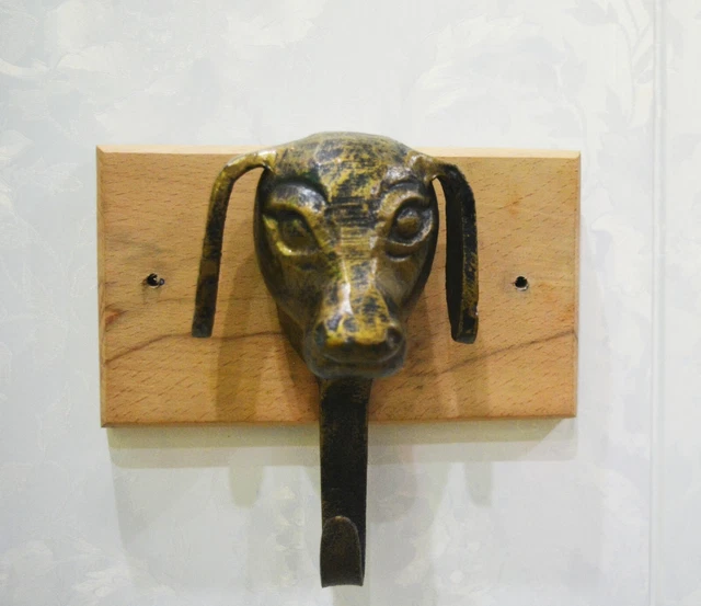 Vintage Metal Wall Hanger Wall Key Hooks Hanger Dog Head Coat Towel Heavy Rustic