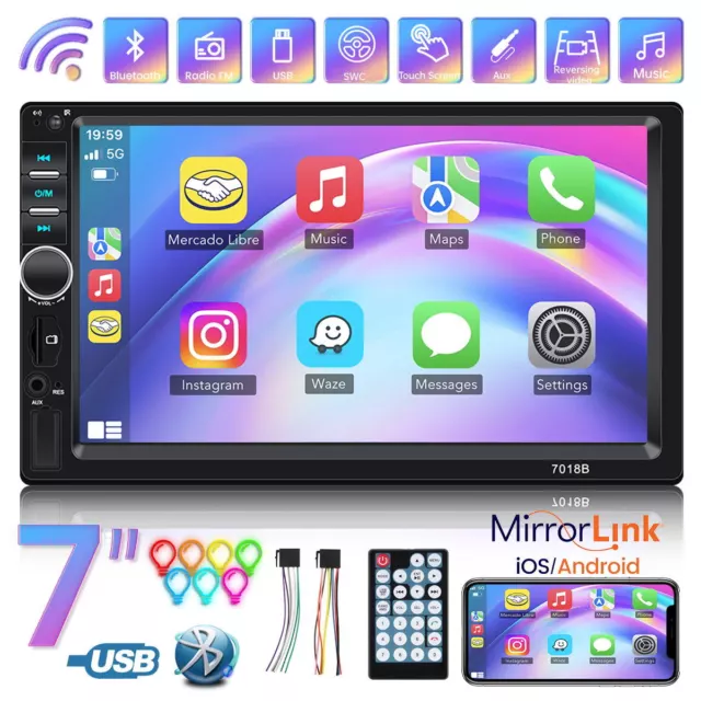 7" Double 2 DIN Car Stereo Radio Bluetooth Touch Screen USB AUX-IN FM MP5 Player