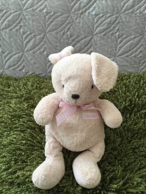 RARE 10” BABY Pink Towling Plush Carters First Bunny Rabbit Tarten Tie ...