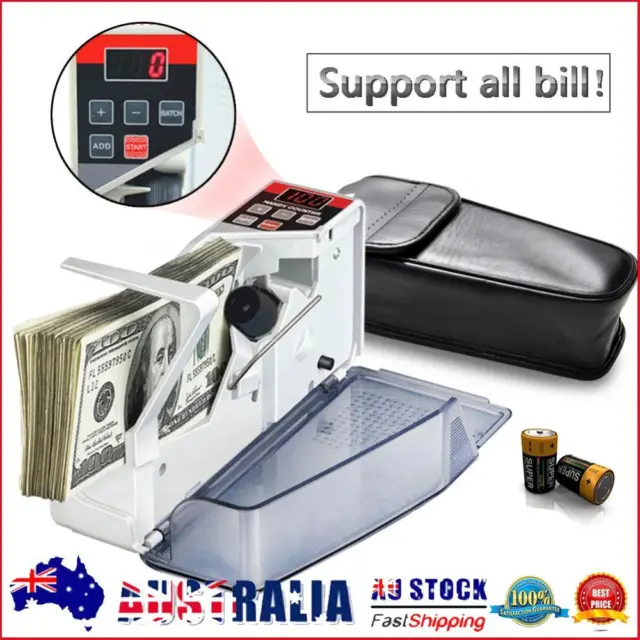 LED Display Cash Counting Handy Currency Money Counter with Leather Case (UK) AU