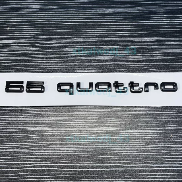 Für Audi 55 quattro Schriftzug Embleme Aufkleber Logo Flache Badge Schwarz Glänz