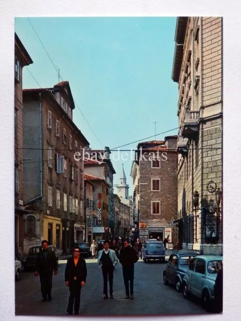 TRIESTE Piazza Cavana animata Fiat 500 vecchia cartolina