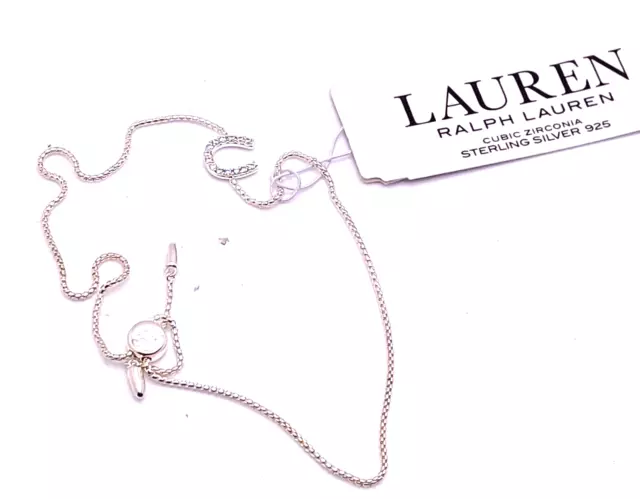 Ralph Lauren Delicate 925 Sterling Silver Cubic Zirconia Toggle Symbol Bracelet