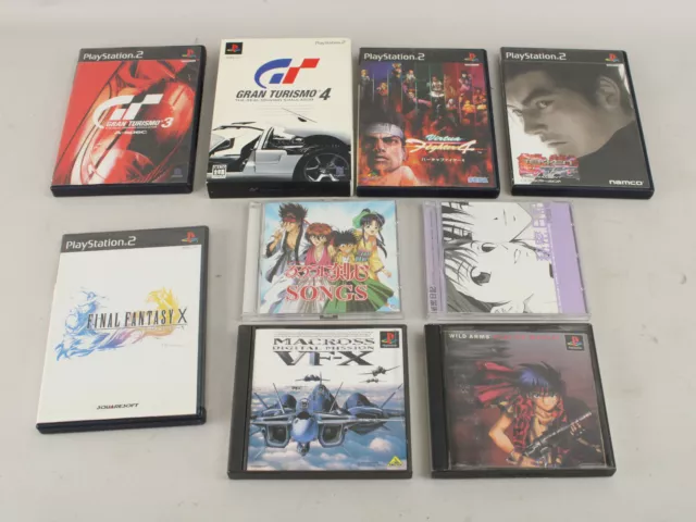 Lot of 7 Japan Import PS1 & PS2 Games + 2 OST Wild Arms, Macross, Final Fantasy+