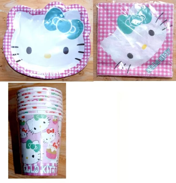 Assiette Serviette Gobelet Guirlande Sac Nappe Hello Kitty Vichy Anniversaire