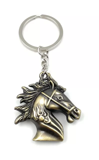 Horse Head Mane Horses Key Ring Metal Lucky Charm Pendant