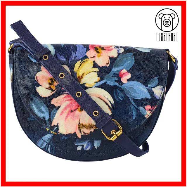 CATH KIDSTON SADDLE Bag Crossbody Strap Paintbox Flowers Stratton Midnight Blue 29.00 PicClick UK