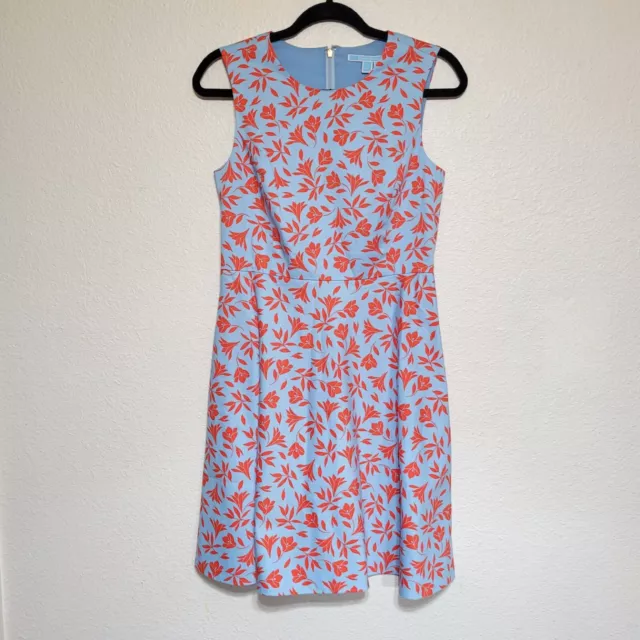 DRAPER JAMES Women’s Blue and Red Floral Sleeveless Fit & Flare Dress Size 4