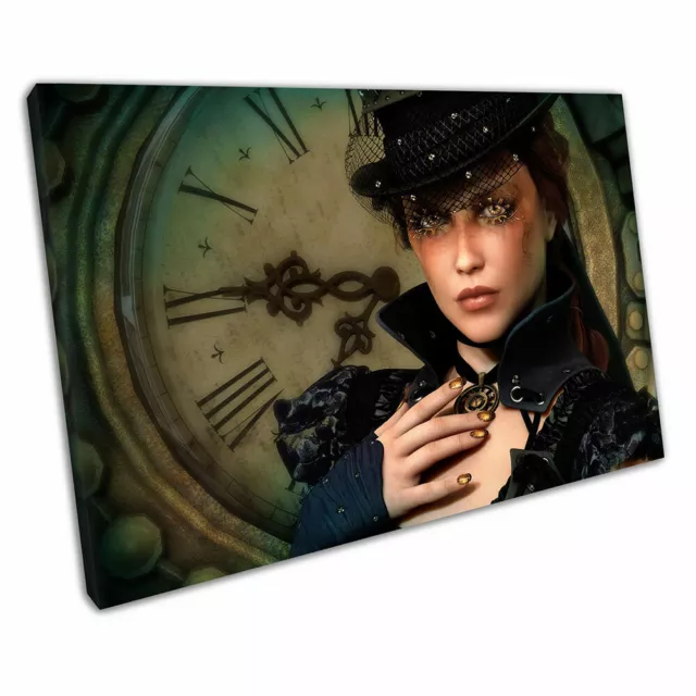 Steampunk Lady The Time keeper fantasy Illustration Ready to Hang Canvas Art
