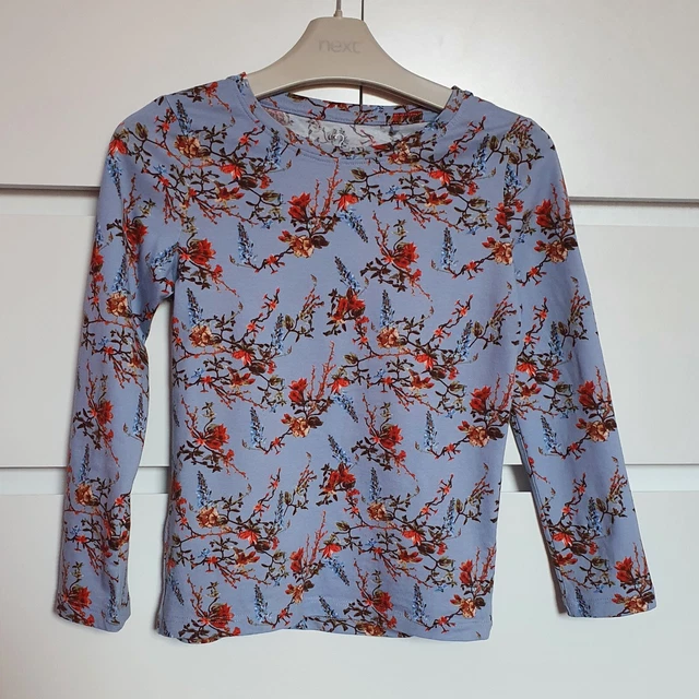 NEXT___floral blue top girl age 6 yrs VGC