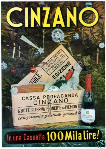 CINZANO-cassetta propaganda-100 MILA LIRE-premio-1941