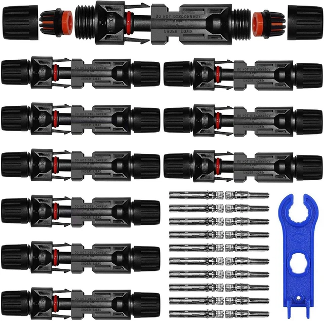 Connecteurs Solaires PV Mâle/Femelle - Lot De 10 Paires, 1000V DC, 25A, IP67 - Pour Panneaux Solaires