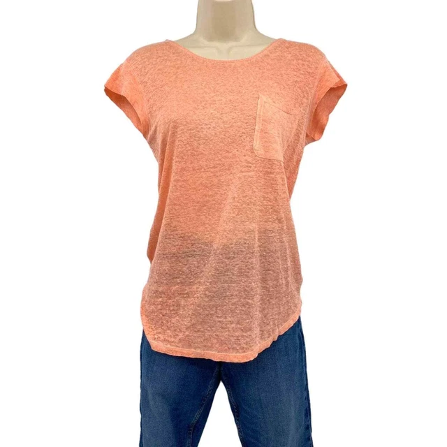 Joie Rancher Linen Pocket Tee Orange Size XS