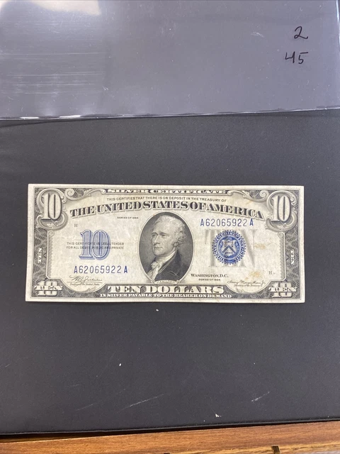 1934 10 dollar silver certificate P2
