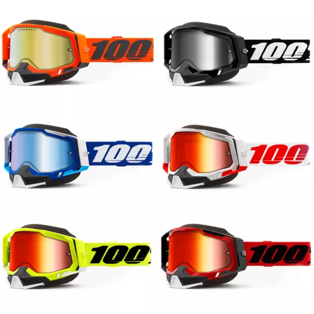 100% Racecraft2 Snow Goggles - Snowmobile - Mirror / Yellow Lens - CHOOSE COLOR