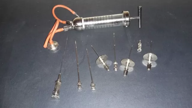Retro Antik Glas Spritze - Rotanda D.R.P.  Arzt Kanülen Operation Kolbenspritzen