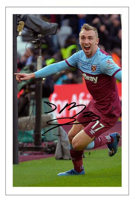 HWC Trading Foto Con Autografo Stampato Di Aaron Cresswell (West Ham United) - Formato A4 Con Cornice Nera, Regalo Per Tifosi Di Calcio