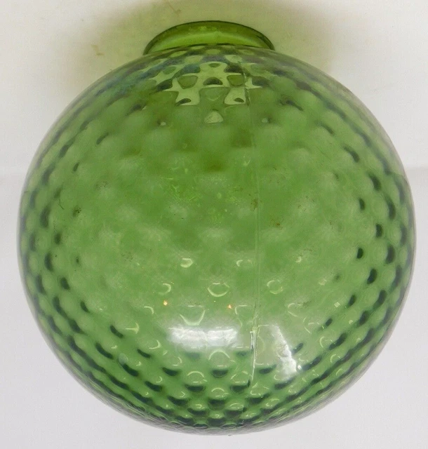 MCM Large Lamp Glass Globe Light Shade Hanging Lamp Part Green 4" Fitter 9" Diam