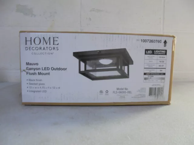 Home Decorators Mauvo Canyon Black Dusk to Dawn LED Flush Mount Ceiling Light