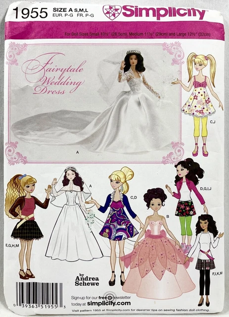 2011 Simplicity Sewing Pattern 1955 Fashion Doll Wardrobe 10.5-11.5-12.5" 11913