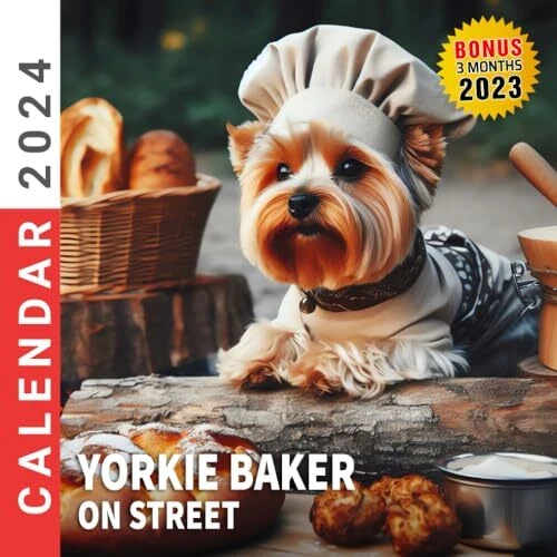 YORKIE BAKER ON Street Calendar 2024 Jan 2024 to Dec 2024 Bonus 3