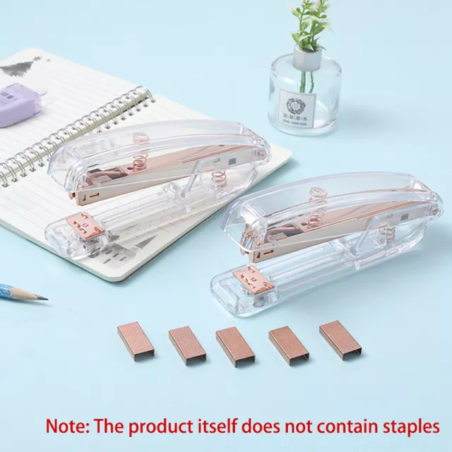 Rose Gold Stapler Edition Metal Manual Staples Office Accessories Stationery JI